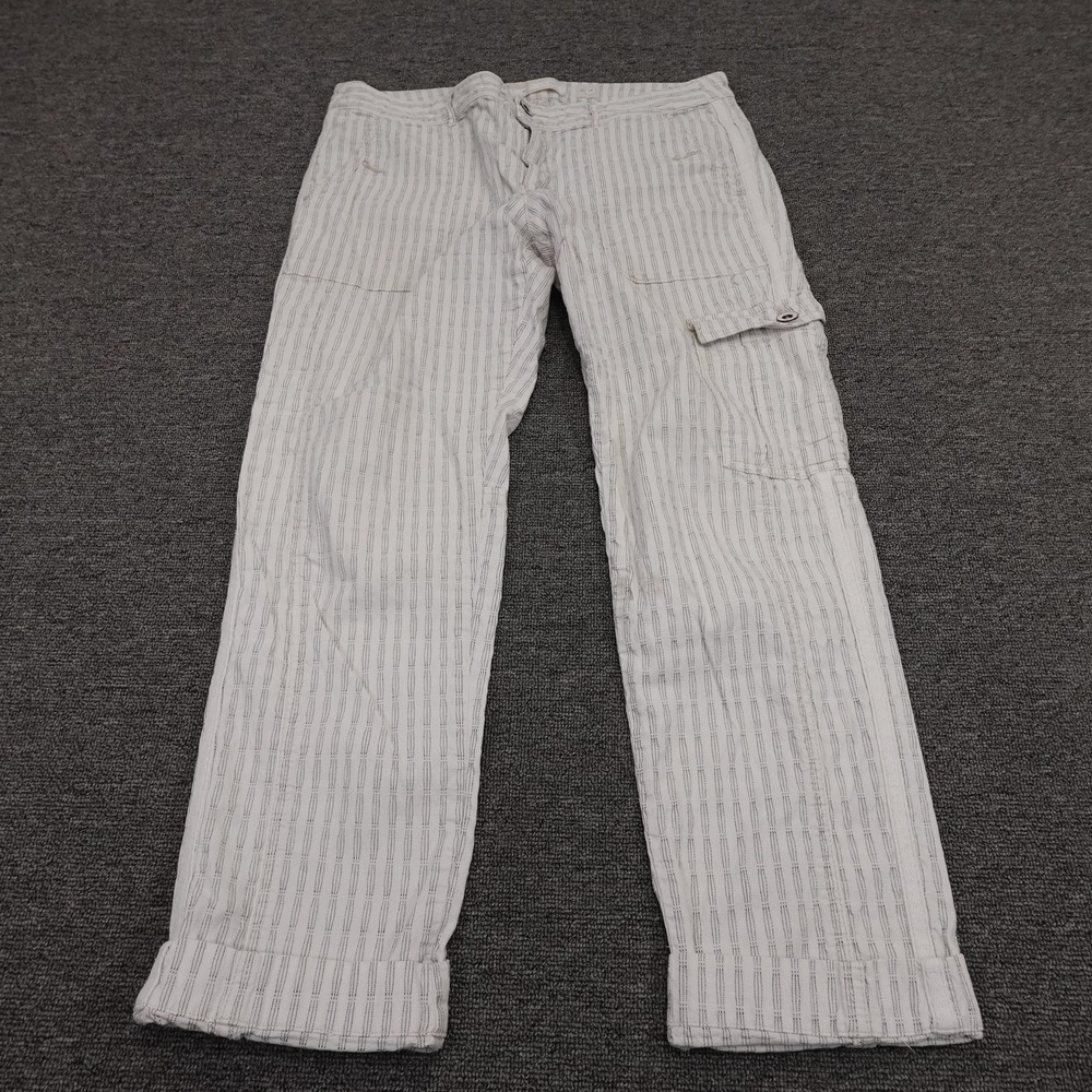 Hei Hei Pants Womens 10 White Stripe Cargo Lightweight Stretch Casual Summer